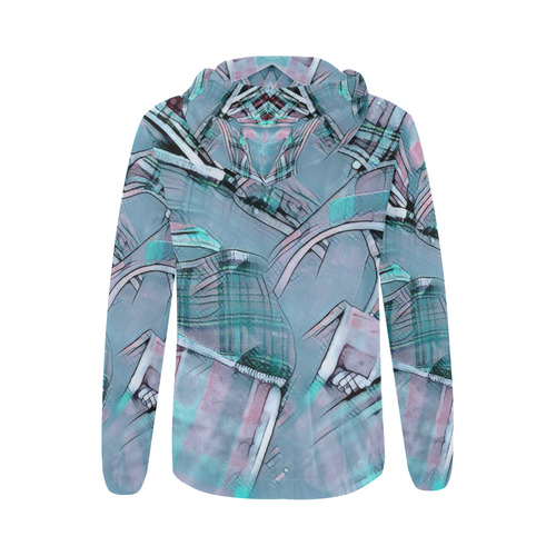 another modern moment, aqua by FeelGood All Over Print Full Zip Hoodie for Women (Model H14)