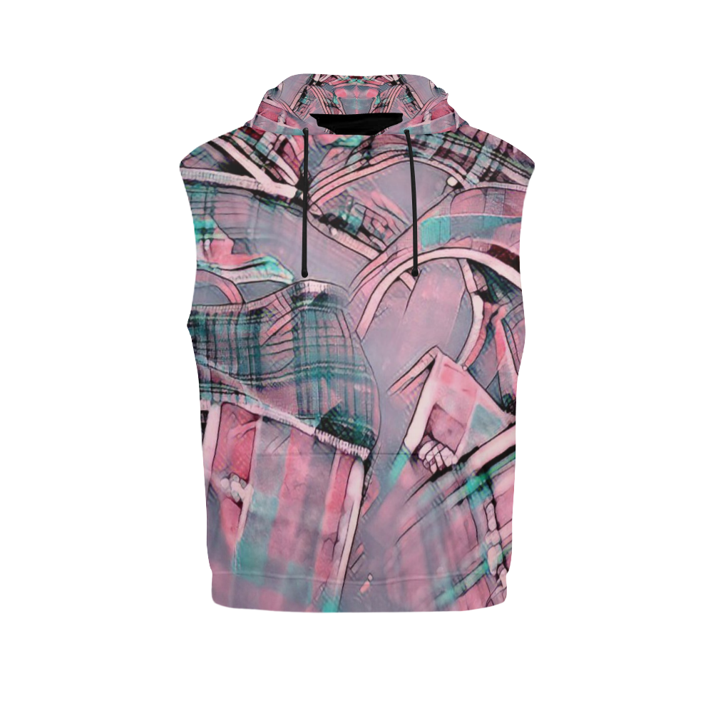 another modern moment, pink by FeelGood All Over Print Sleeveless Hoodie for Women (Model H15)