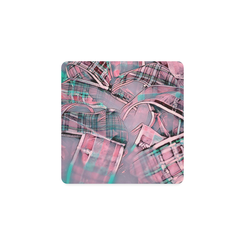 another modern moment, pink by FeelGood Square Coaster