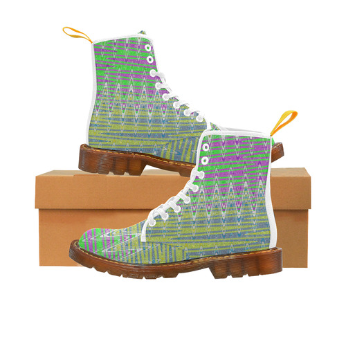 Colorful Pastel Zigzag Waves Pattern Martin Boots For Women Model 1203H