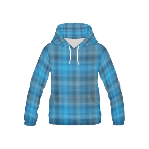 countryblueplaid All Over Print Hoodie for Kid (USA Size) (Model H13)