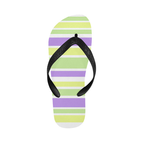 Yellow Green Purple Stripes Pattern Flip Flops for Men/Women (Model 040)