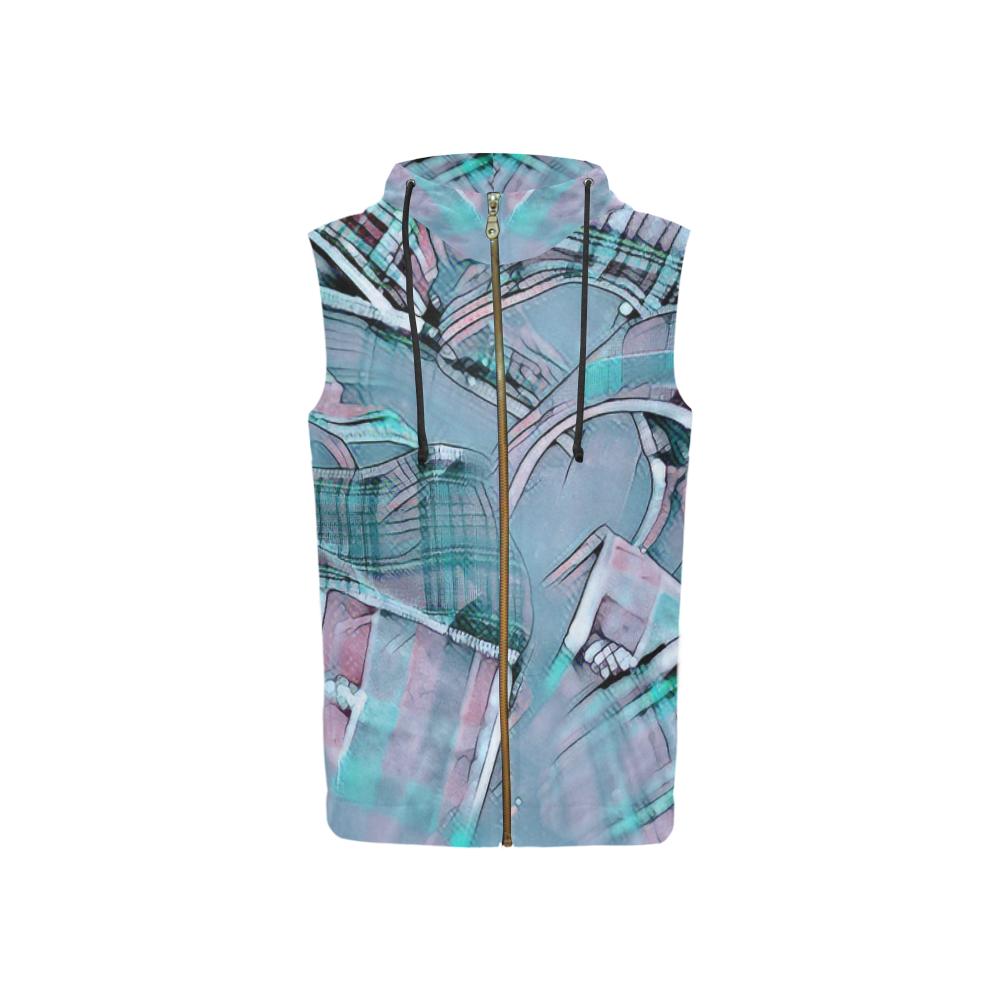 another modern moment, aqua by FeelGood All Over Print Sleeveless Zip Up Hoodie for Women (Model H16)