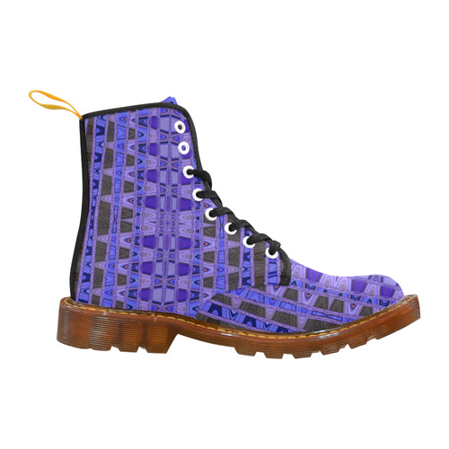 Blue Black Abstract Pattern Martin Boots For Women Model 1203H