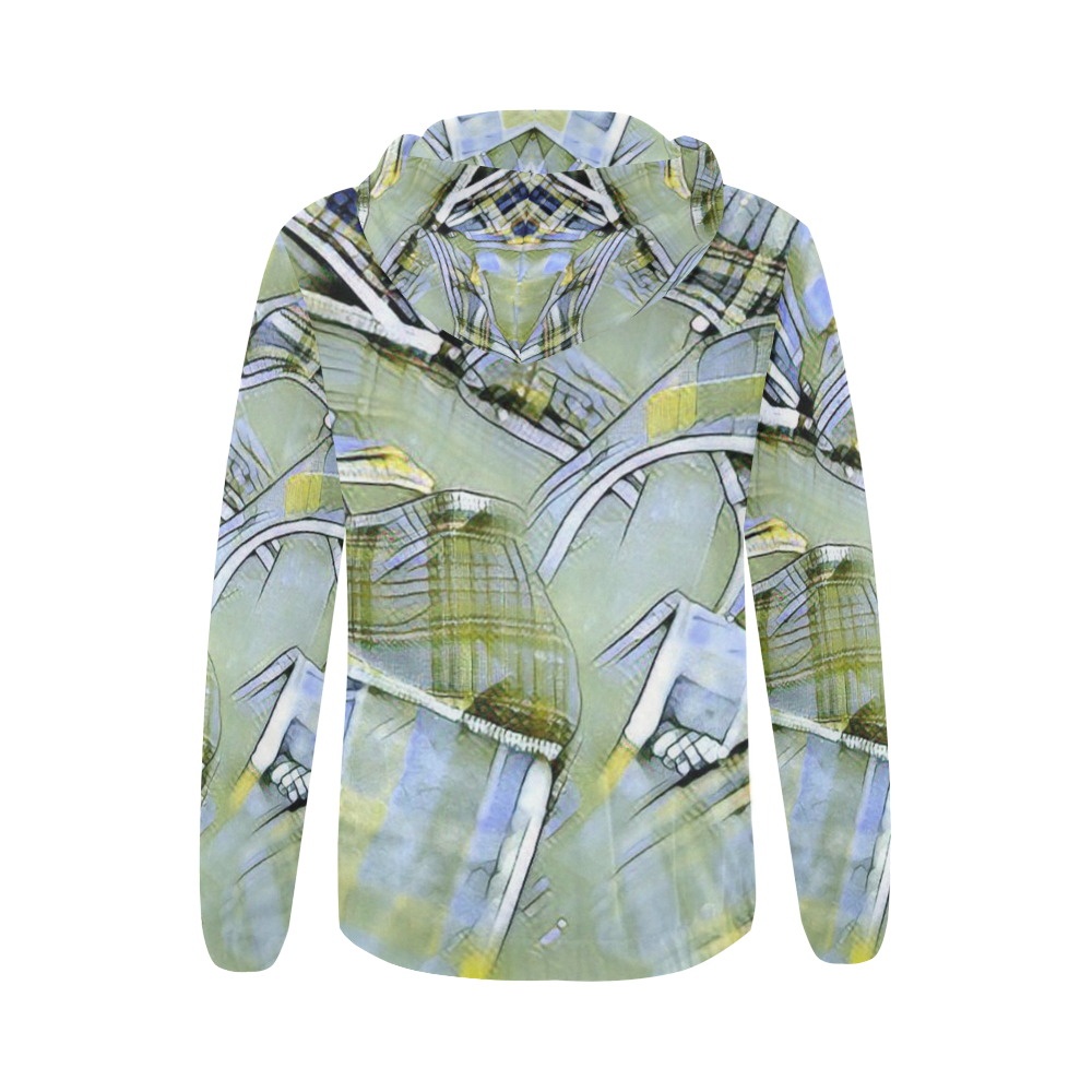 another modern moment, yellow by FeelGood All Over Print Full Zip Hoodie for Women (Model H14)