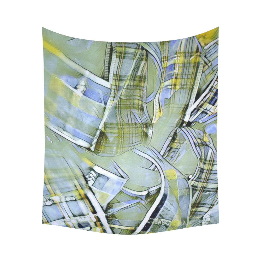 another modern moment, yellow by FeelGood Cotton Linen Wall Tapestry 60"x 51"