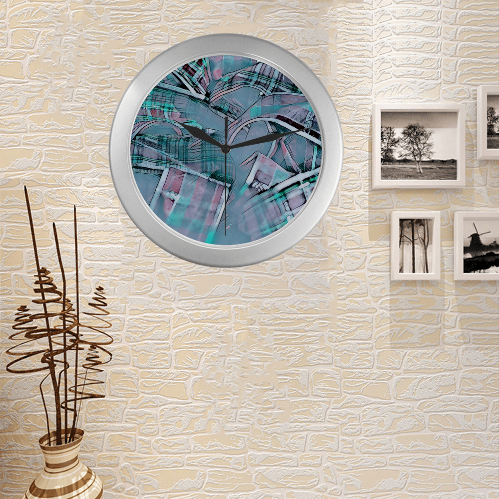 another modern moment, aqua by FeelGood Silver Color Wall Clock