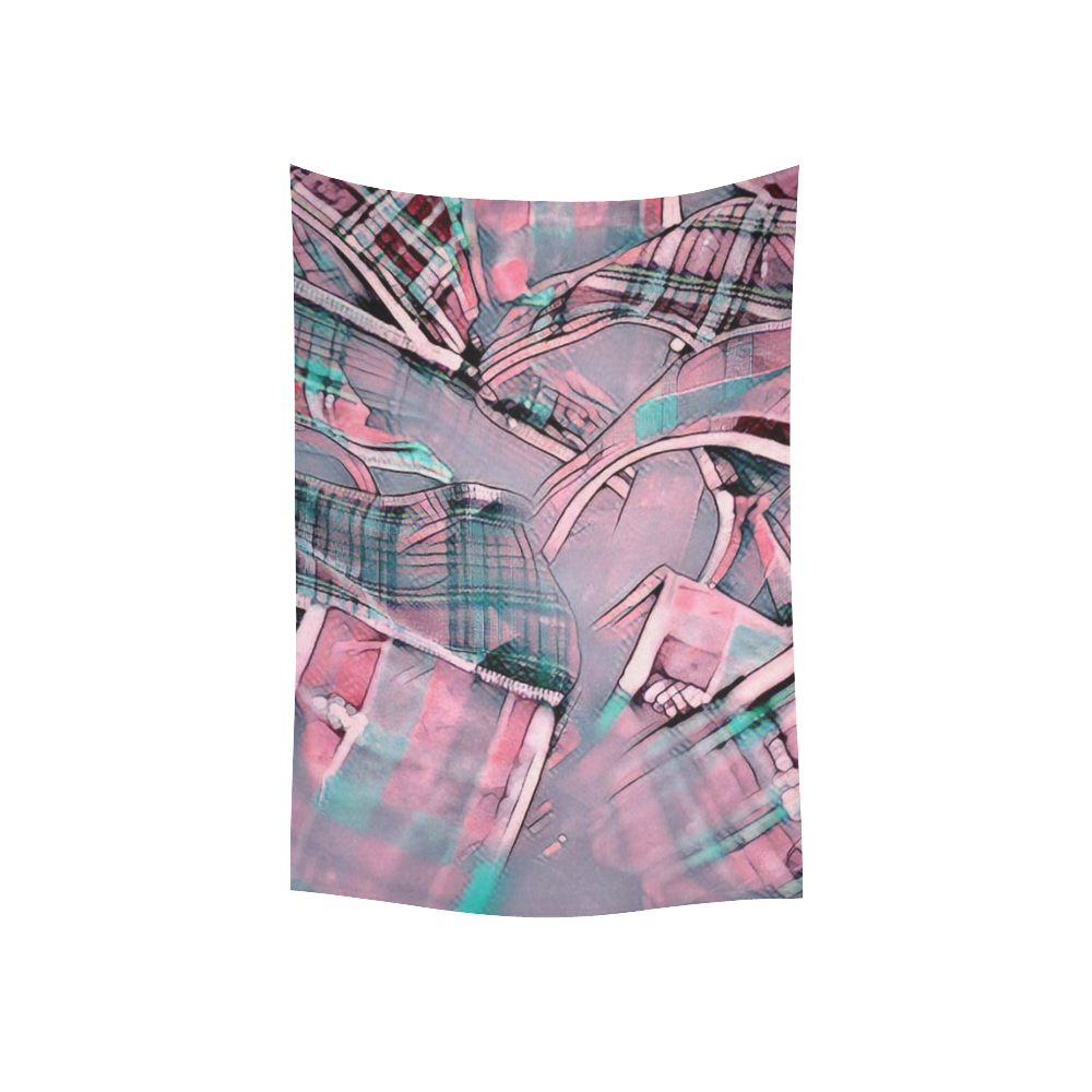 another modern moment, pink by FeelGood Cotton Linen Wall Tapestry 40"x 60"