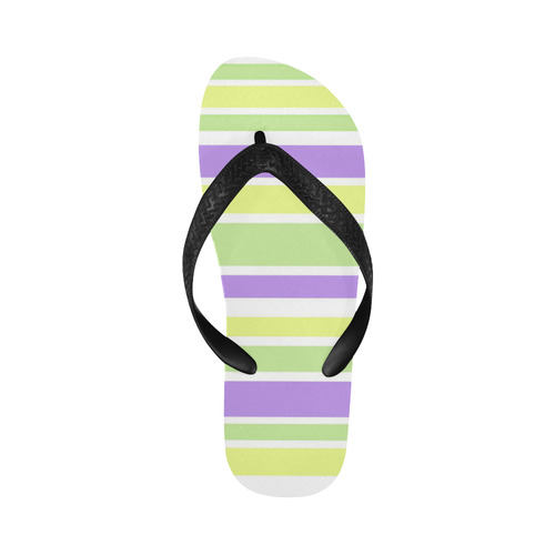 Yellow Green Purple Stripes Pattern Flip Flops for Men/Women (Model 040)