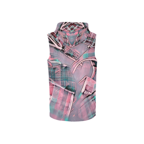 another modern moment, pink by FeelGood All Over Print Sleeveless Zip Up Hoodie for Women (Model H16)