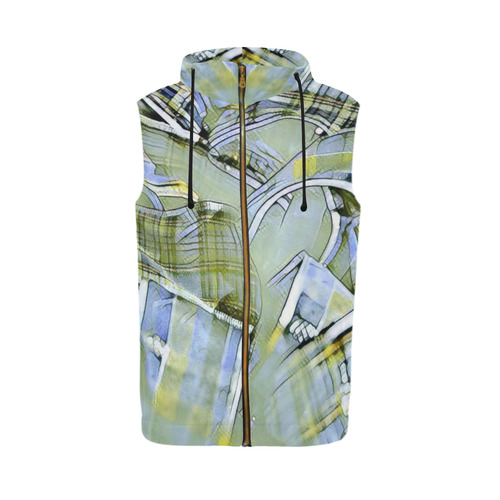 another modern moment, yellow by FeelGood All Over Print Sleeveless Zip Up Hoodie for Men (Model H16)