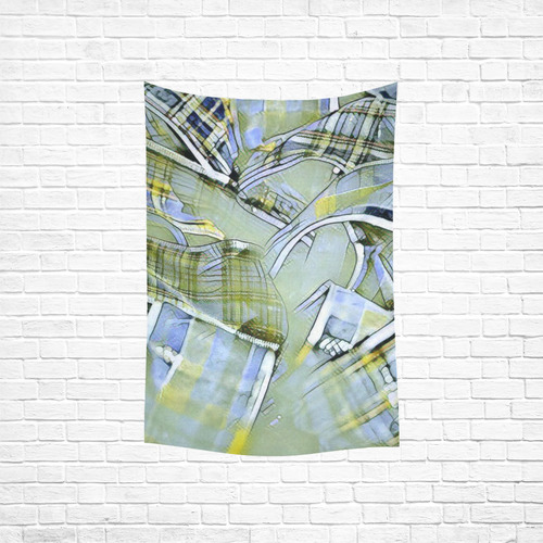 another modern moment, yellow by FeelGood Cotton Linen Wall Tapestry 40"x 60"