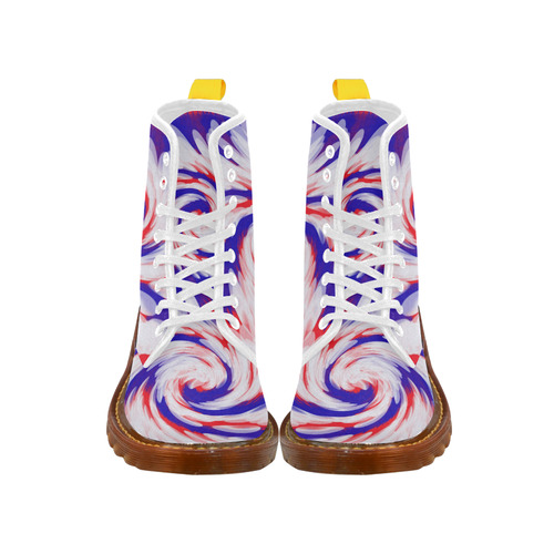Red White Blue USA Patriotic Abstract Martin Boots For Women Model 1203H