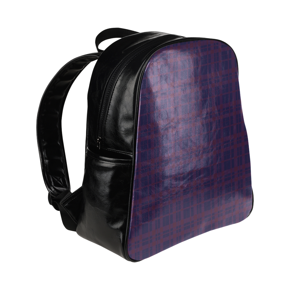 Purple Plaid Rock Style Multi-Pockets Backpack (Model 1636)