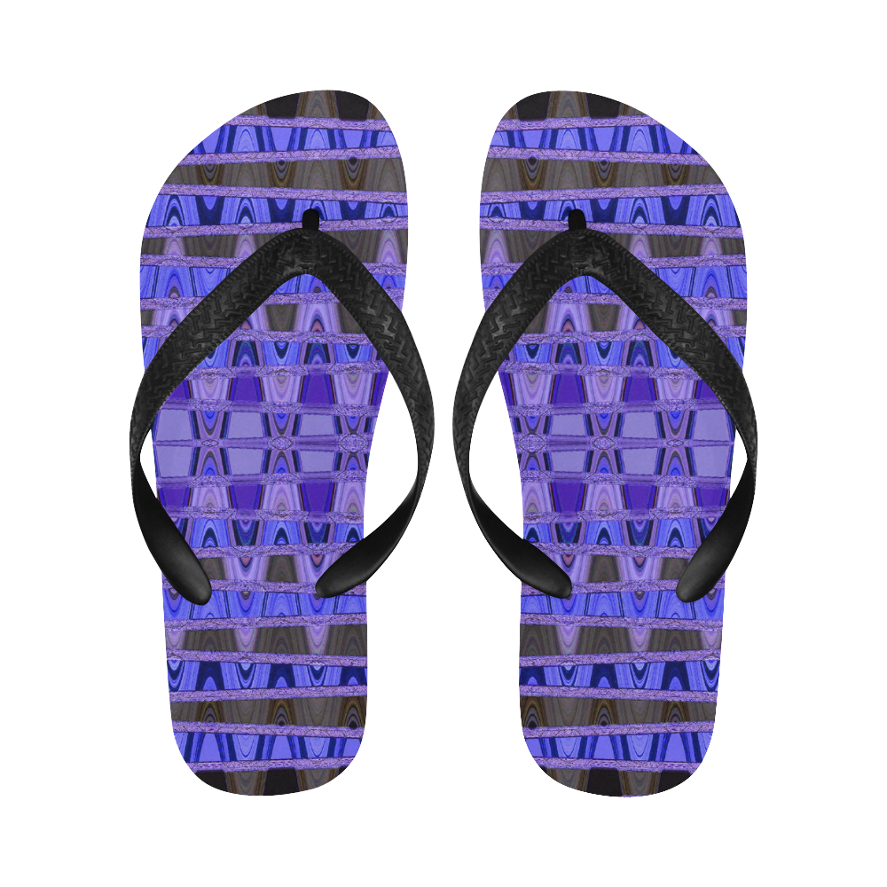 Blue Black Abstract Pattern Flip Flops for Men/Women (Model 040)