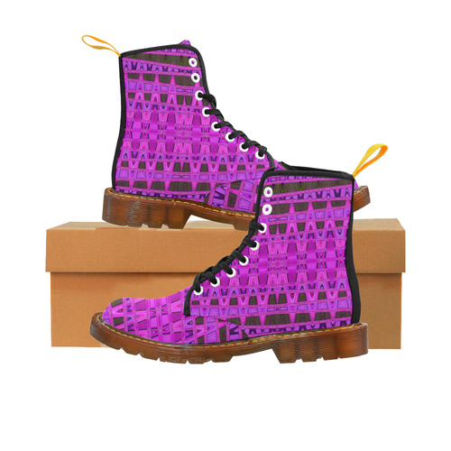 Bright Pink Black Abstract Pattern Martin Boots For Women Model 1203H