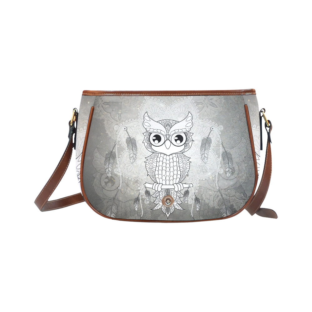 Cute owl, mandala design Saddle Bag/Small (Model 1649) Full Customization