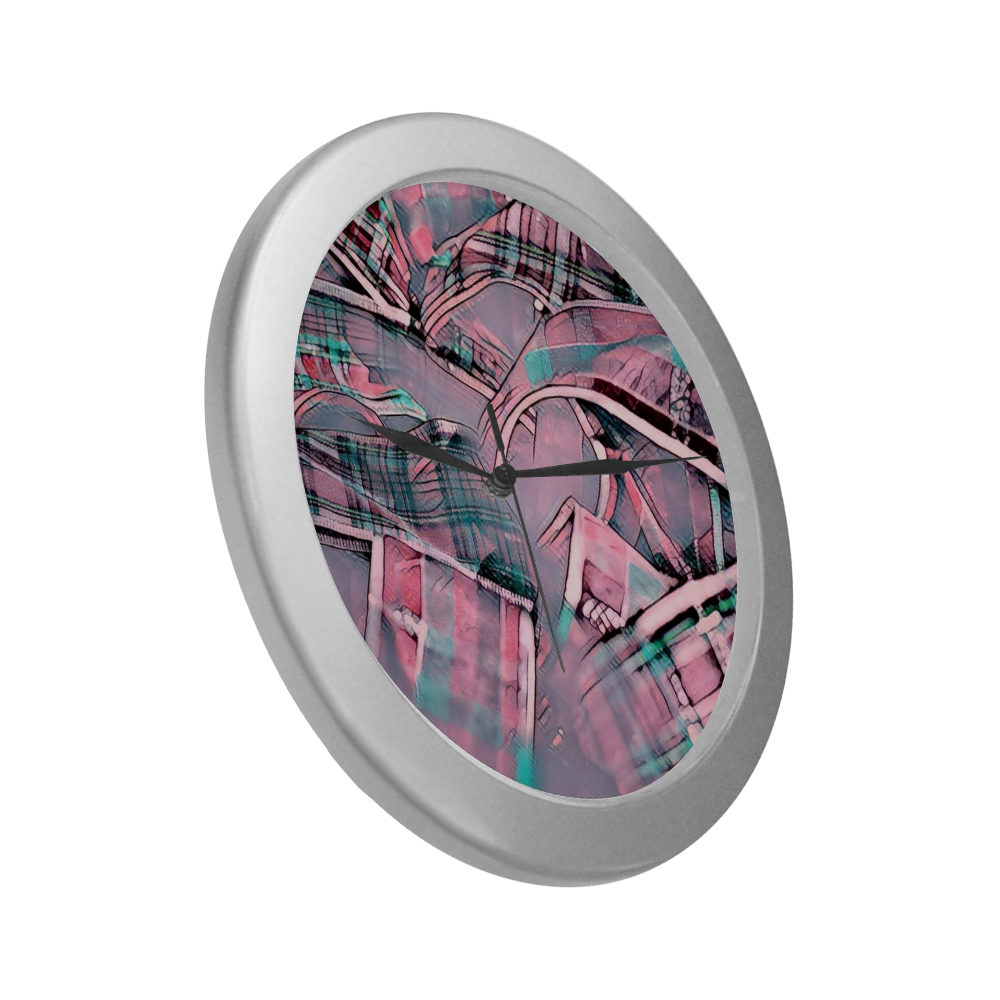 another modern moment, pink by FeelGood Silver Color Wall Clock