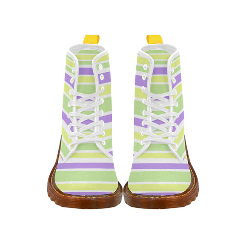Yellow Green Purple Stripes Pattern Martin Boots For Women Model 1203H