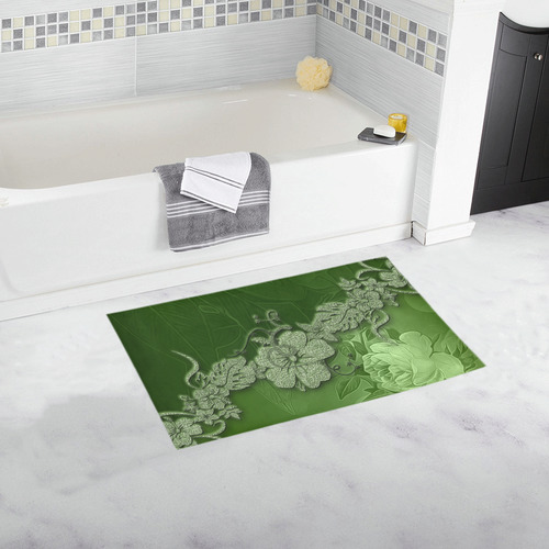 Wonderful green floral design Bath Rug 16''x 28''