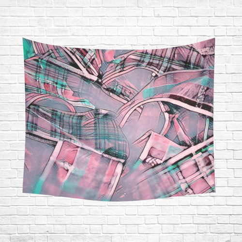 another modern moment, pink by FeelGood Cotton Linen Wall Tapestry 60"x 51"