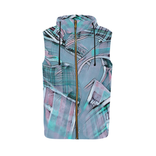 another modern moment, aqua by FeelGood All Over Print Sleeveless Zip Up Hoodie for Men (Model H16)
