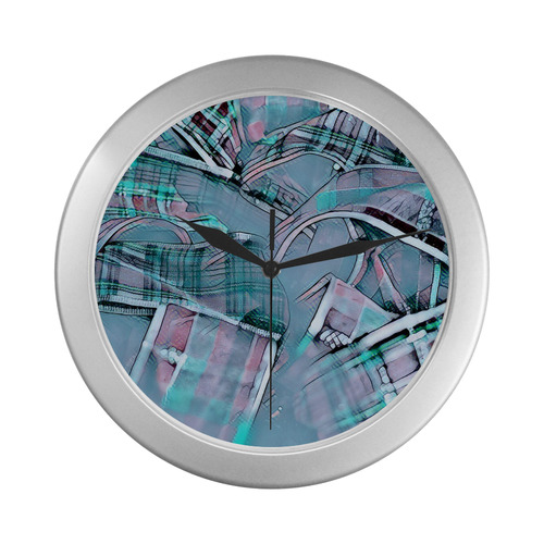 another modern moment, aqua by FeelGood Silver Color Wall Clock