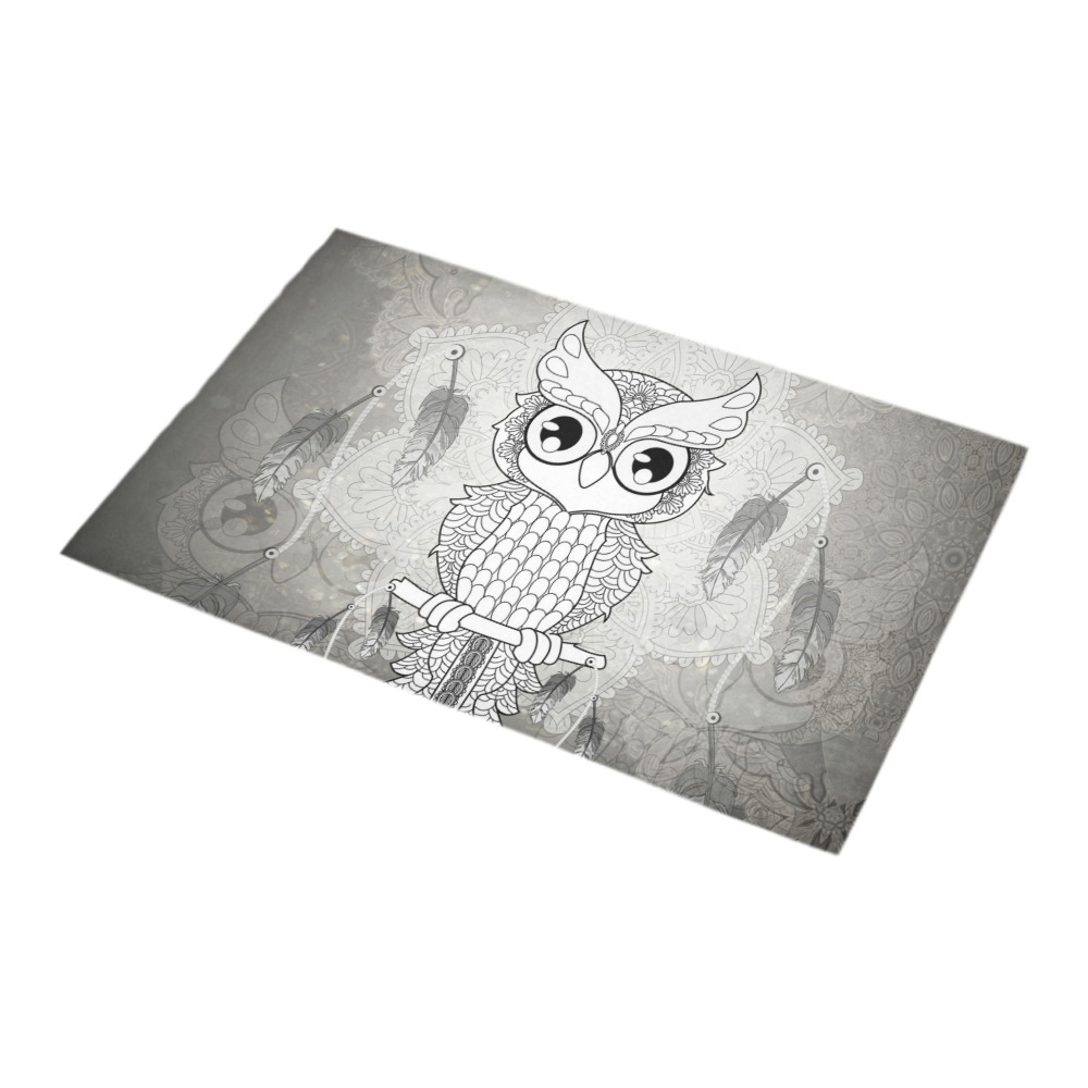Cute owl, mandala design Bath Rug 16''x 28''
