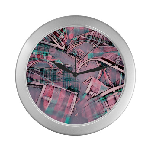 another modern moment, pink by FeelGood Silver Color Wall Clock