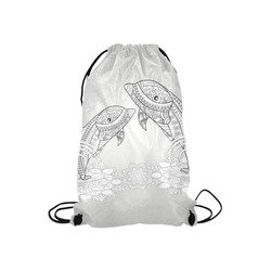 Funny dolphin, mandala design Small Drawstring Bag Model 1604 (Twin Sides) 11"(W) * 17.7"(H)