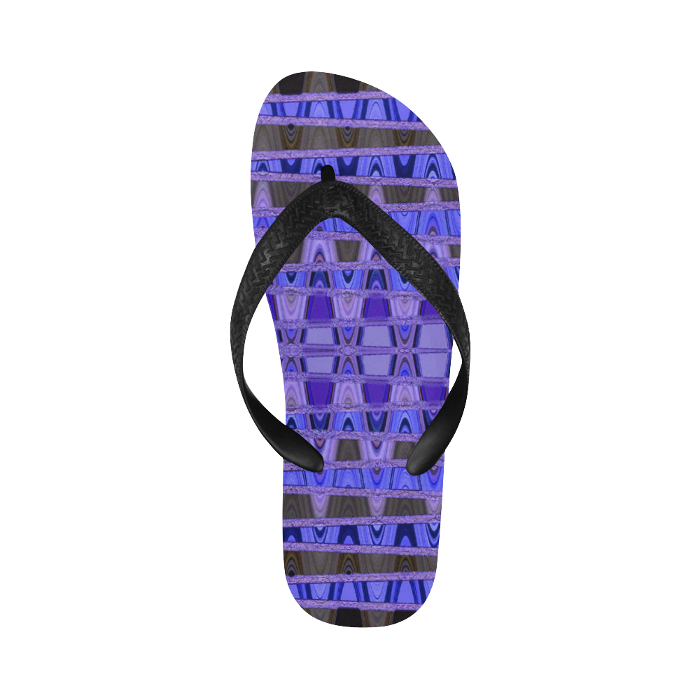 Blue Black Abstract Pattern Flip Flops for Men/Women (Model 040)