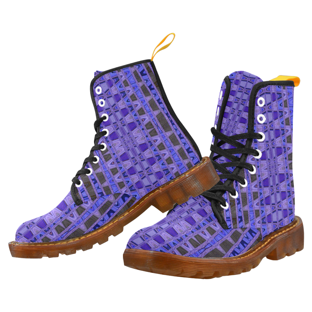 Blue Black Abstract Pattern Martin Boots For Women Model 1203H