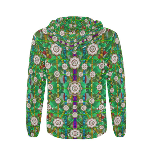 pearl flowers in the glowing forest All Over Print Full Zip Hoodie for Men (Model H14)