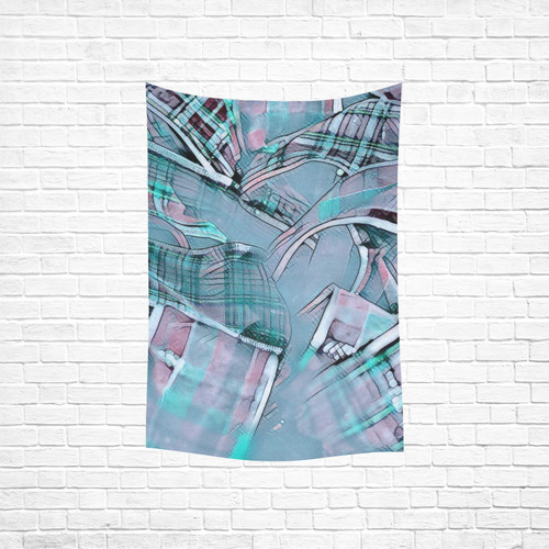 another modern moment, aqua by FeelGood Cotton Linen Wall Tapestry 40"x 60"