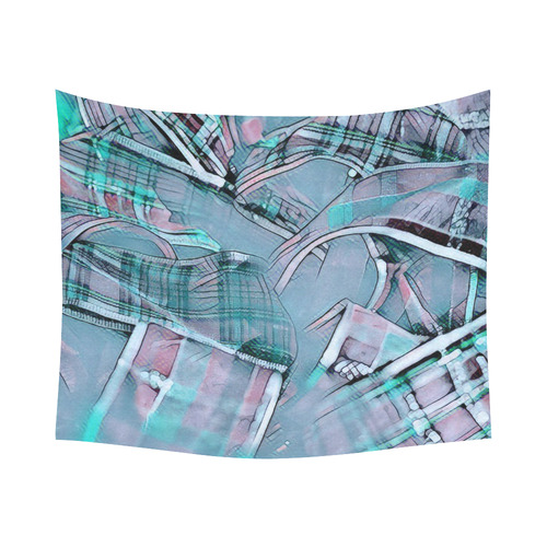 another modern moment, aqua by FeelGood Cotton Linen Wall Tapestry 60"x 51"