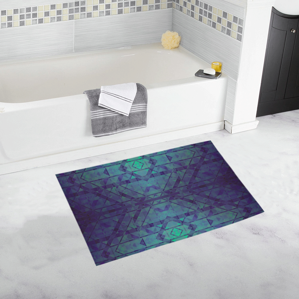 Sci-Fi Dream Blue Geometric design Bath Rug 20''x 32''