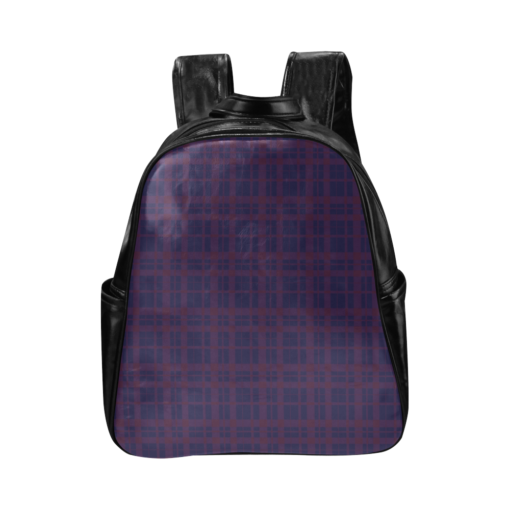 Purple Plaid Rock Style Multi-Pockets Backpack (Model 1636)
