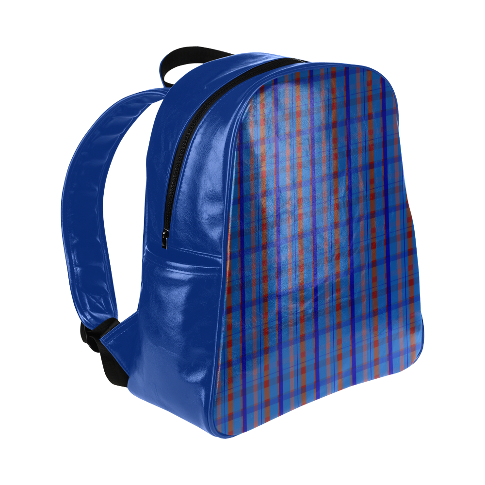 Royal Blue Plaid Hipster Style Multi-Pockets Backpack (Model 1636)