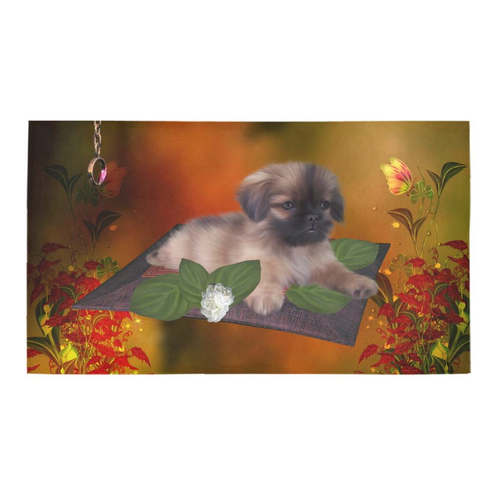 Cute lttle pekinese, dog Bath Rug 16''x 28''