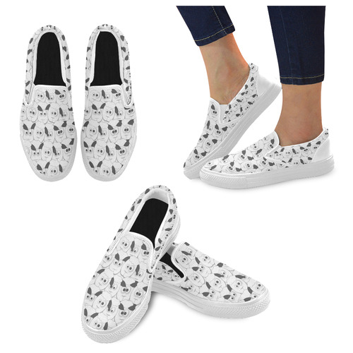 Crazy Herd of Sheep Women's Unusual Slip-on Canvas Shoes (Model 019)