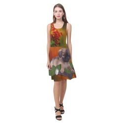 Cute lttle pekinese, dog Atalanta Casual Sundress(Model D04)