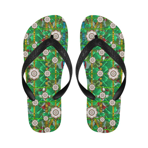 pearl flowers in the glowing forest Flip Flops for Men/Women (Model 040)