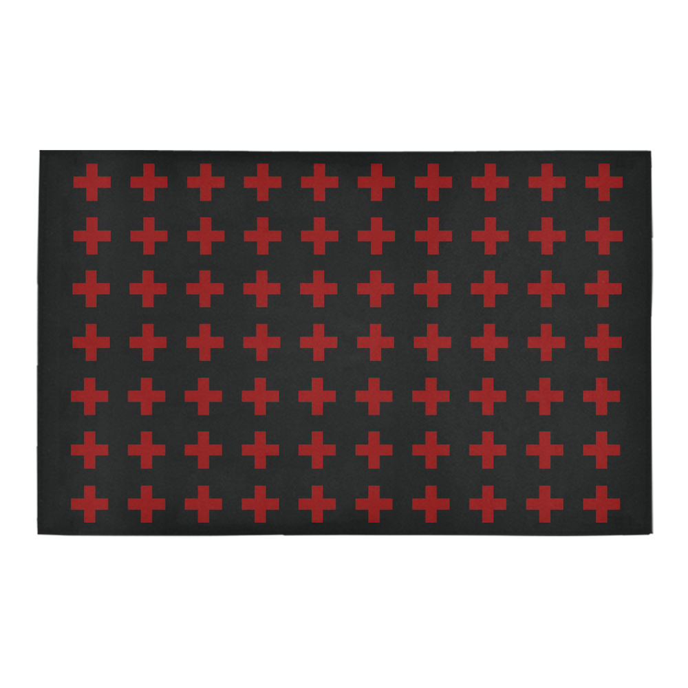 Punk Rock Style Red Crosses Pattern Design Bath Rug 20''x 32''