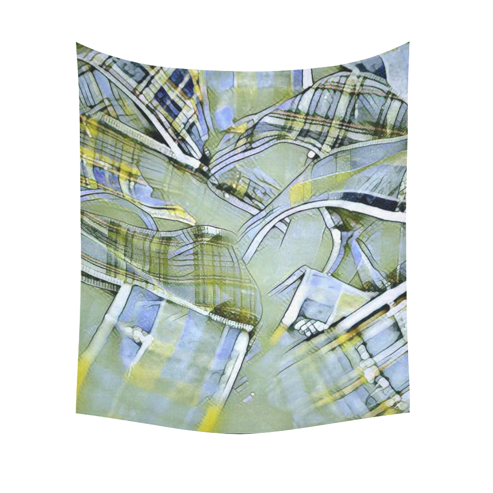 another modern moment, yellow by FeelGood Cotton Linen Wall Tapestry 51"x 60"
