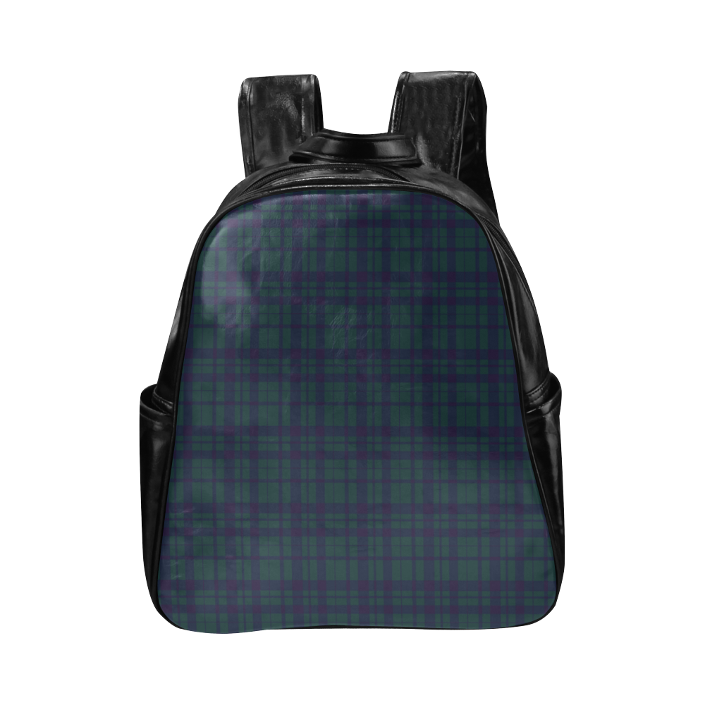 Green Plaid Rock Style Multi-Pockets Backpack (Model 1636)