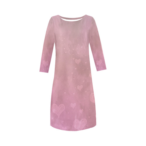 Romantic Hearts In Pink Round Collar Dress (D22)
