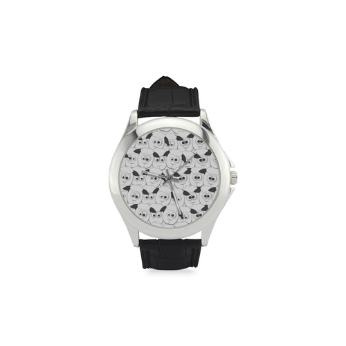 Crazy Herd of Sheep Women's Classic Leather Strap Watch(Model 203)