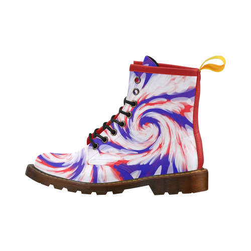 Red White Blue USA Patriotic Abstract High Grade PU Leather Martin Boots For Women Model 402H