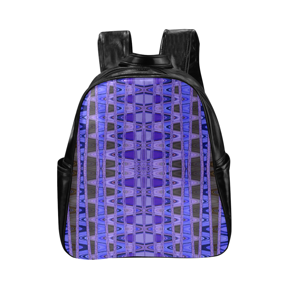 Blue Black Abstract Pattern Multi-Pockets Backpack (Model 1636)