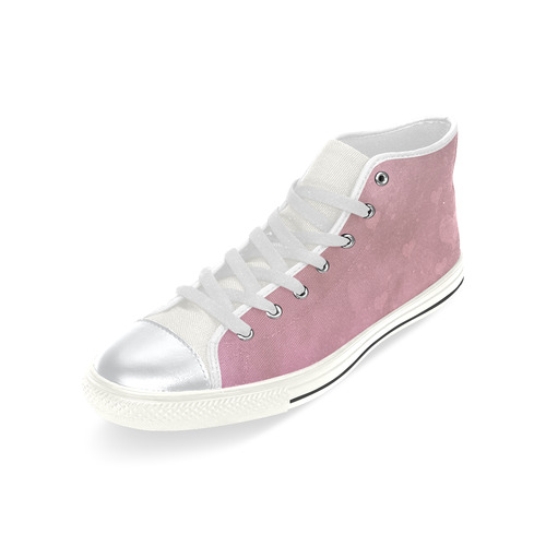 Romantic Hearts In Pink High Top Canvas Women's Shoes/Large Size (Model 017)
